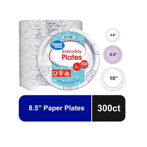 Great Value Disposable Paper Plates, 8.5", 300 Count