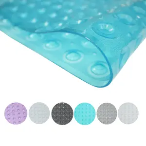 RCH Non-Slip Bath Tub Mat 40x16 Inches Premium PVC with 200 Suction Cups & 176 Drain Holes Pebble Design for Safe Comfortable Bathing Experience Shower Smooth Multi Color Option