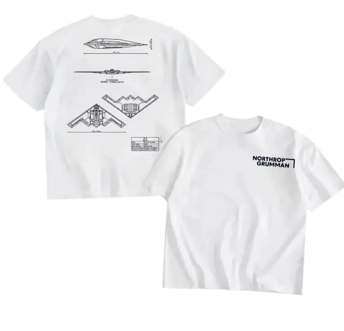 B2 Spirit Blueprint T-Shirt/Hoodie Vintage Northrop Grumman Stealth Bomber Graphic Tee Military Enthusiast Streetwear Clothing Gift for Men Breathable Printing