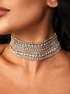 Luxurious Full Diamond Multi-Layer Chain Necklace, Elegant Water Drill Design, Stylish Neck Jewelry for Women, Perfect Gift Idea, High End Necklace