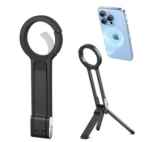 Magnetic Phone Tripod Stand for iPhone - Aluminium Smartphone Mini Tripod Foldable Pocket Cell Phone Stand Dual-Sided Magnet Quick Mount Compatible with iPhone 17 16 15 14 13 12 Magsafe