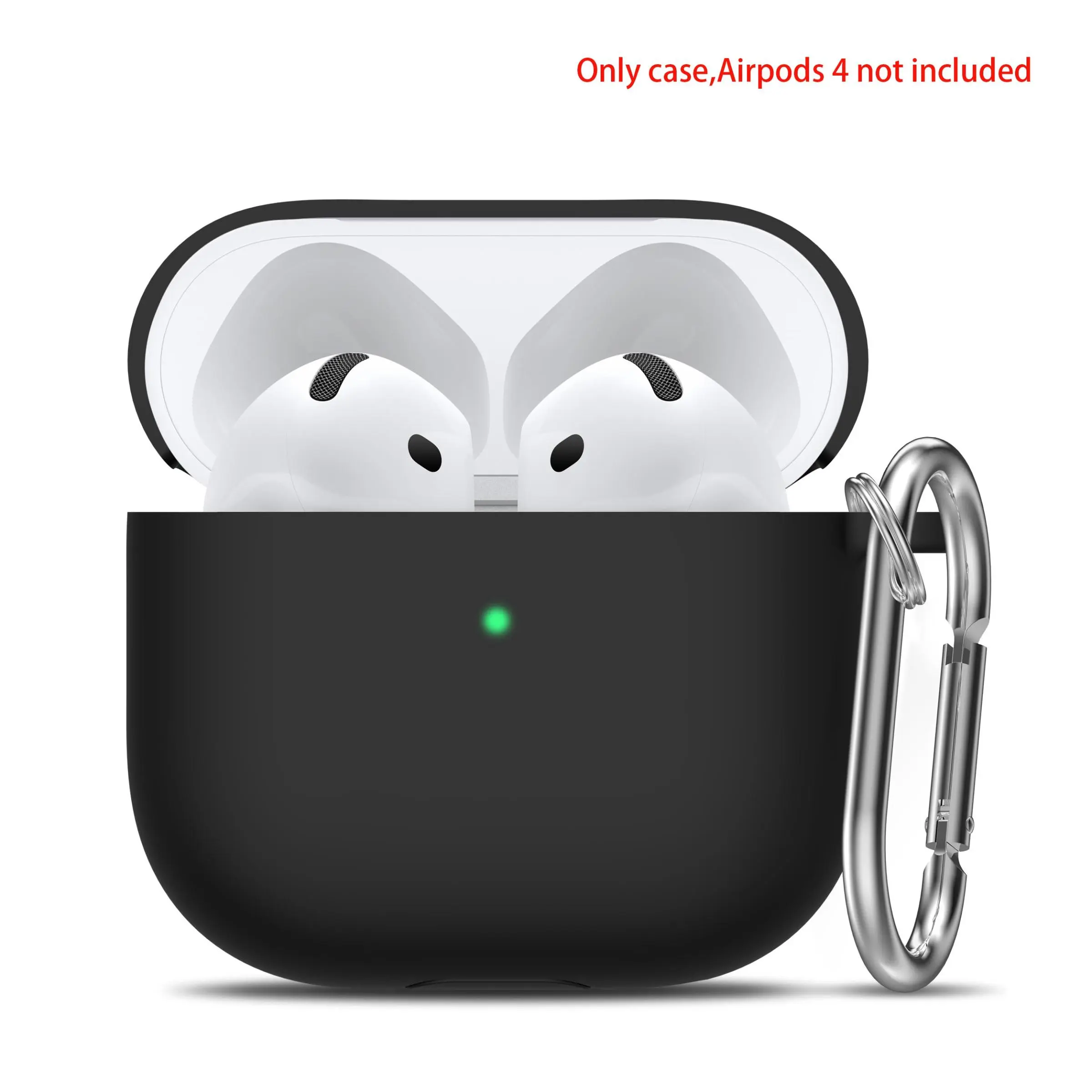 1 Piece for AirPods 4th Earbuds Case Cover, Soft Skin Silicone Case Cover with Keychain, Full Protective Case for Men and Women, Compatible with Apple Latest AirPods 4 Case 2024 Earphone Protective Cover