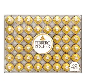 Ferrero Rocher Premium Milk Chocolate Hazelnut 48 ct - Delicious Combo of Hazelnut Milk Chocolate & Crispy Wafers Snack Box