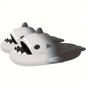 Men's Cute Shark Slides, Casual Non Slip Slippers, Open Toe Shoes For Indoor Outdoor Beach Shower, Spring And Summer