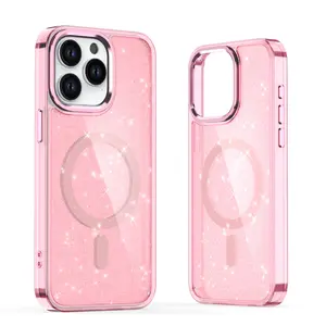 Glitter Magnetic Case for iPhone 17/16/15/14/13 Pro Max, [Compatible with MagSafe] Bling Sparkly Clear Phone Case, Shockproof Protective Cover for Women Girls