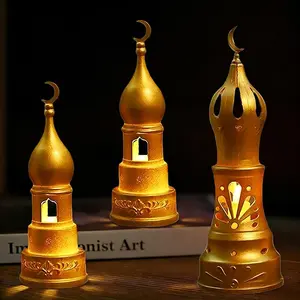 Ramadan Party Decoration 2026 Eid Mubarak Lantern Ramadan Desktop Candle Lamp Star and Moon Islamic Party Decoration
