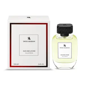 Swiss Arabian Oud and Lychee – Unisex Eau de Parfum – Bold Oriental Fruity Fragrance – Notes of Oud, Lychee, Rose, and Musk – 3.4 oz / 100 ml