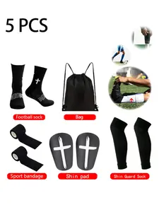 5-Piece Set of Men's and Women's Anti-Slip Football Socks, Sports Running Socks, Comfortable and Durable Sports Compression Leg Sleeves, All Seasons Athletic Accessories