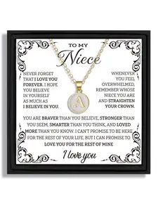 Christmas Birthday Party Anniversary Gift For Niece | 26 Letters A-Z Initial Necklace (O Chain) | With Heartfelt Message Card & Gift Box | Stylish Minimalist Pendant