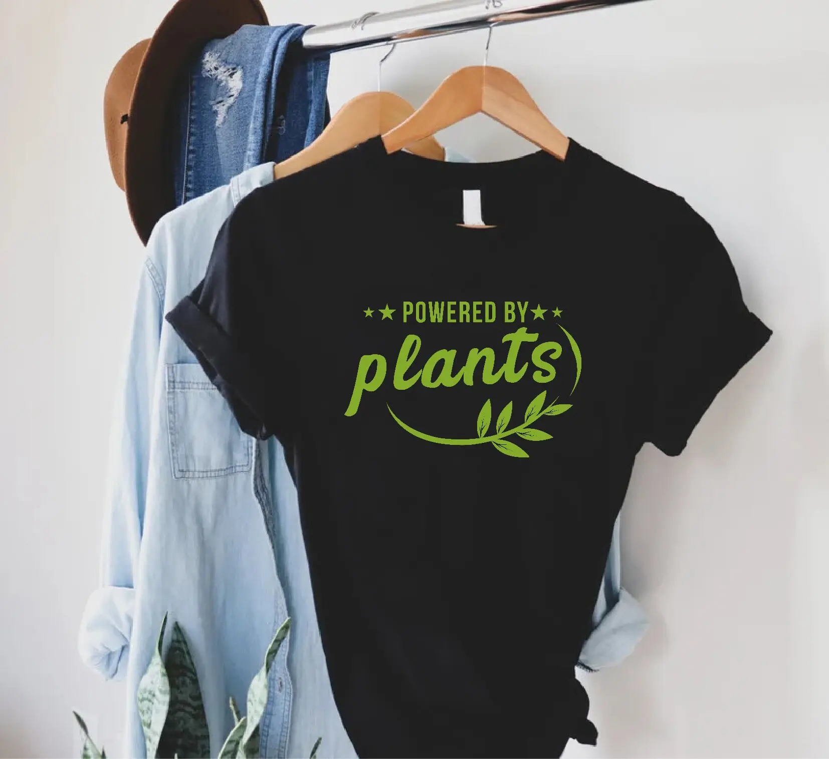 Powered By Plants T-Shirt,Vegan Shirt,Gift For Vegan,Vegetarian T-shirt,Vegan Clothing,Eat Your Green,Plant Lovers Gardening,Plant Mom Shirt