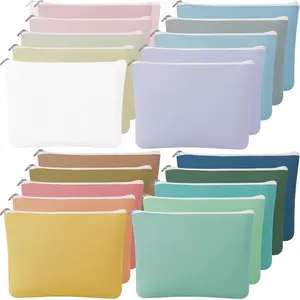 20 count Morandi Canvas Makeup Bags Bulk with Zipper  Bags Pencil Pouch for Women Teacher Nurse Employee Staff Volunteer Coworker Travel Toiletry Wedding Business Beach (Non Patterned)