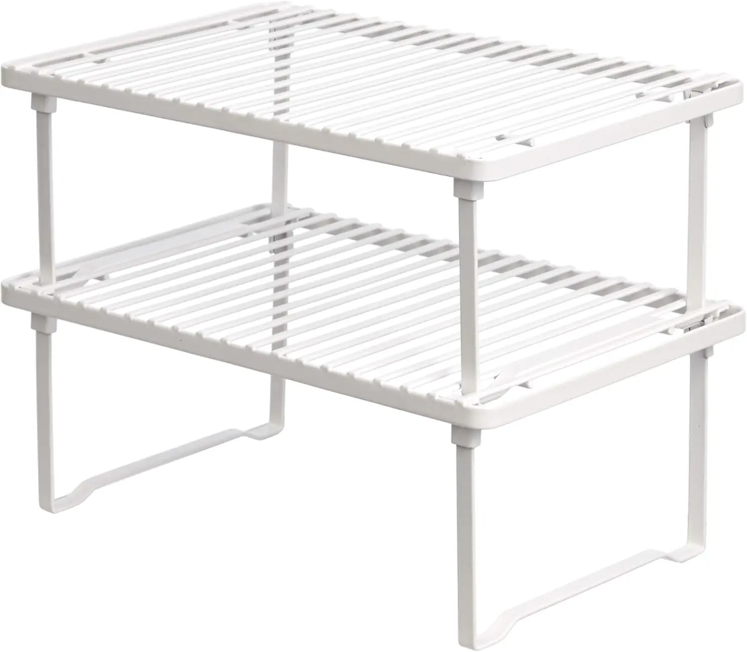 Stackable Metal Kitchen Storage Shelves Set of 2 - White, 12.5" L x 8" D x 4.5" H