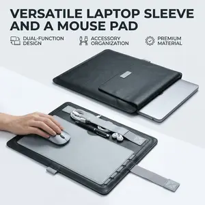 INMOST 13.3'' / 13.6'' Leather Laptop Sleeve (Multi-functional Stand Design) — Compatible with MacBook Pro 14 / MacBook Air 13 (M1/M2) / 13.3'' Yoga / Dell XPS 13 / HP / MateBook 14'' Laptops, Black