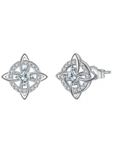 Starburst Diamond Knot Trendy Celtic Women's Ear Studs, Asymmetrical Design, Stainless Steel Chain, Casual Style, All Seasons, High Quality Earrings
