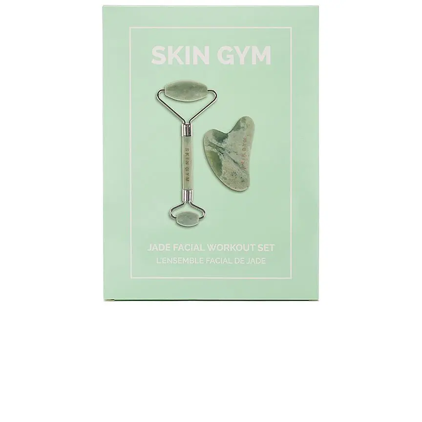 Skin Gym 2-Piece Pure Jade Facial Tool Set for Adults - Daily Anti-Aging Skincare Tool, Brightening, Rejuvenate, Revitalizing, Serum Absorption Enhancement & Radiant Glow