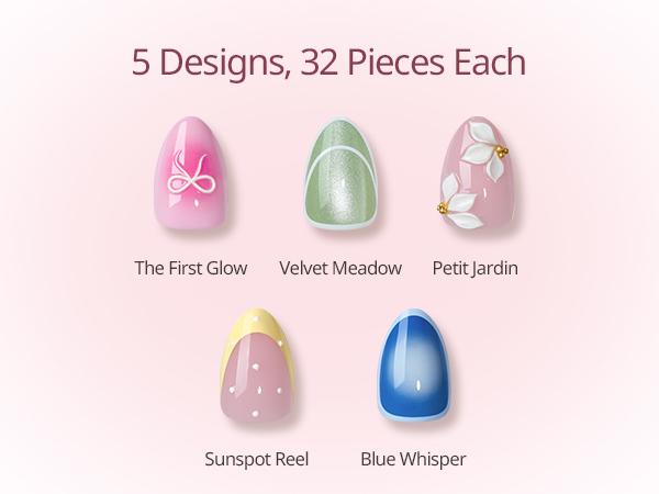 BTArtboxnails x LongHairPrettyNails press on nails Square Almond Oval and Stiletto press on nails with 5 desgins,32 pcs Each