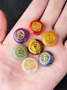 Natural Crystal Chakra Symbol Round Symbol Decor, Healing Crystal Energy Stone, Jewelry Accessories for Women & Men