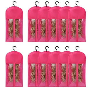 12PCS Wig Holder Wig Storage Wig Bags Storage with Hanger Hair Extension Holder Wig Holder for Hair Extension Storage