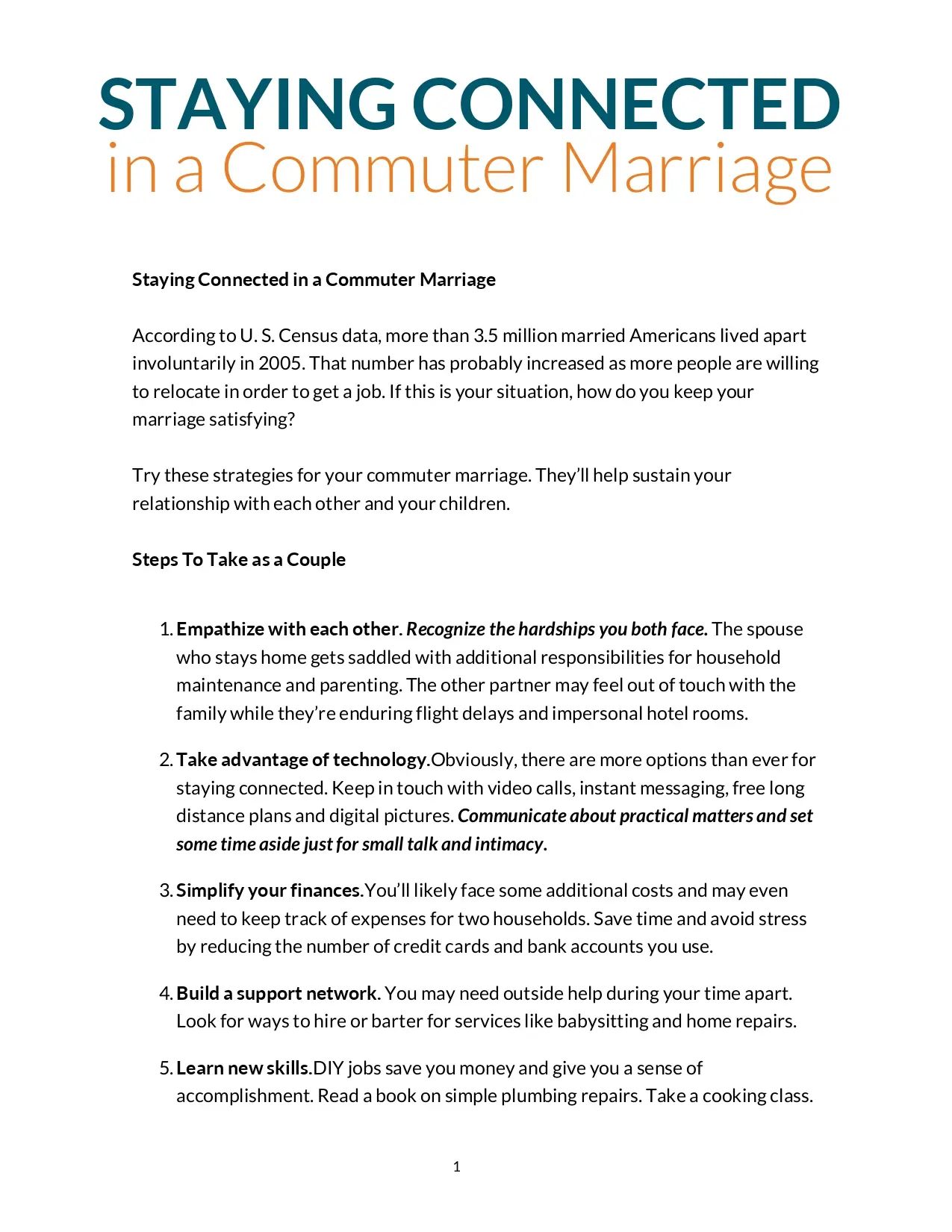 Staying connected in a commuter relationship