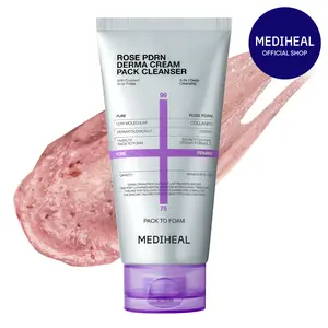 [MEDIHEAL] Derma Cream Pack Cleanser Rose PDRN (Pore Firming) | 5-in-1 Hybrid 1-Minute Mask & Daily Cleanser | Real Rose Petals for Blackhead & Pore Purifying | Hydrating Non-Stripping Formula | Korean Skincare