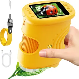 Handheld Kids Microscope, 2 Inch Screen Digital Microscope, Portable Stem Toy, USB Rechargeable, Educational Gift, Ages 3+