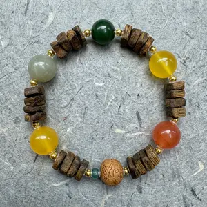 Qinan Agarwood × Jade Gourd Prosperity Bracelet