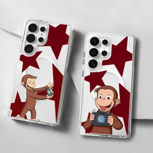 Magnetic Curious George phone Case for Samsung S26/S25/S24/S23/S22/S21/S20/S10/NOTE20/NOTE10/NOTE9/PLUS/ULTRA/FE/A57/A56/A55/A54/A37/A36/A35/A34/A26/A25/A24/A23/A17/A16/A15/A14/A07/A06,MagSafe Transparent Shockproof Protective gifts Cover[Galaxy S26NEW]