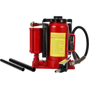 Air Hydraulic Bottle Jack, Air Powered Fully Welded Bottle Jack with Hand Pump and Handle, Heavy Duty Car Truck Travel Trailer Repair Lift, Red