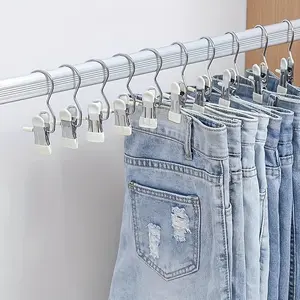 10pcs Premium Stainless Steel Clothespins with Hooks - Space-Saving Laundry Organizer, Portable Hanging Clip, Closet Hanger, Home Organization Essentials