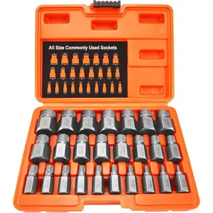 25 count Screw Extractor Set Hex Head Multi-Spline Easy Out Bolt Extractor Tool, Chrome Molybdenum Alloy Steel Heavy Duty EZ Out Rounded Screw Remover, Father's Day gift