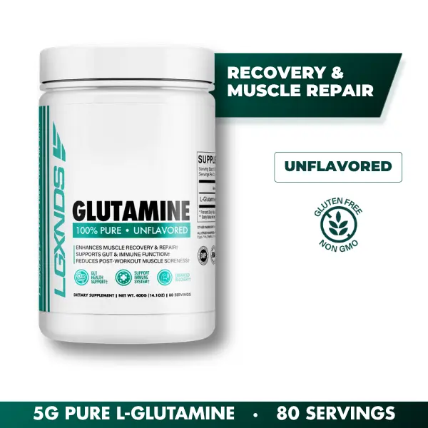 LGXNDS Glutamine Powder | 5g Pure L-Glutamine Per Serving | 80 Servings | Recovery Gut Wellness and Immune Support | 100% Pure Unflavored Vegan Non-GMO Fitness Endurance Supplement Edible Dietary Supplement