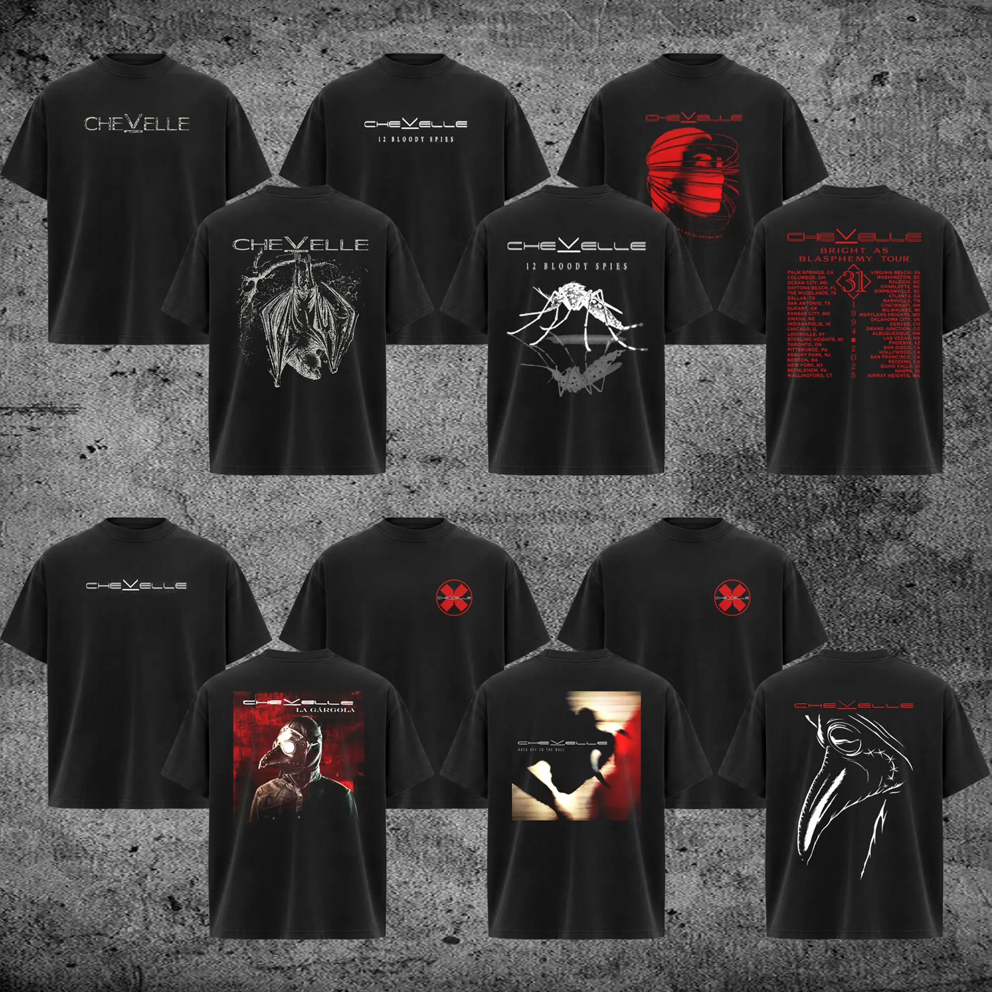 [Collection] Chevelle Vintage Graphic Shirt,Dark Bat Acid Shirt – Y2K Emo Streetwear Tee, unisex casual wear Menswear Top Crewneck Shortsleeve Breathable
