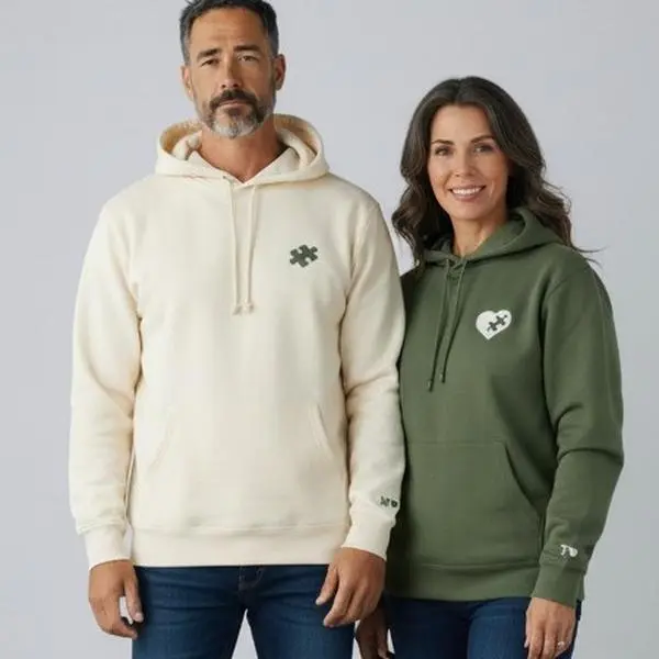 Embroidered Matching Couple Hoodies - Heart & Missing Puzzle Piece Sweatshirts, Anniversary & Valentine's Gift, Long Distance Gift Set, Sweatshirts for Boyfriend Girlfriend