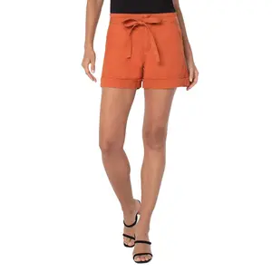 Liverpool Encased Self Tie Relaxed Short In Orange Rust