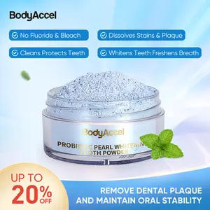 BodyAccel Natural Pearl Probiotic Whitening Tooth Powder Oral Whitening Gentle Mint