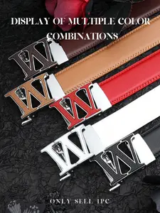 High-end Men's Genuine Leather Belt with W-letter Alloy Buckle: Suitable for Any Occasion, Fashionable Business & Casual Look, Trendy Versatile Buckle