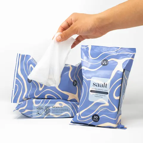 Saalt Intimate Cleansing Wipes – For Menstrual Cups or Discs and Intimate Area