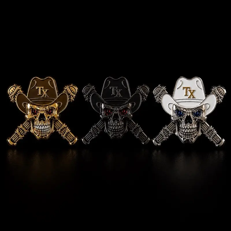 andy's caps & pins 3 pack cowboy skull enamel hat pins bundle premium fitted hat accessories
