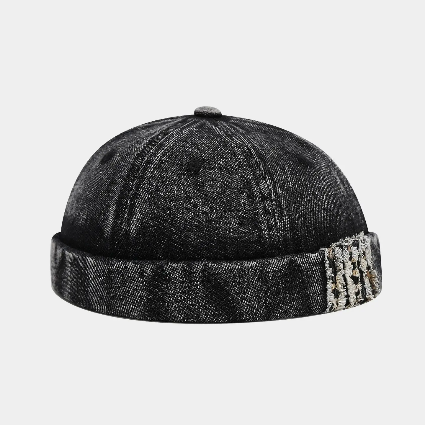 Unisex Vintage Washed Denim Brimless Patchwork Distressed Skullcap - Adjustable Stylish Hat, Vintage Fashion Hat, Casual Sailor Beanie for Daily Wear