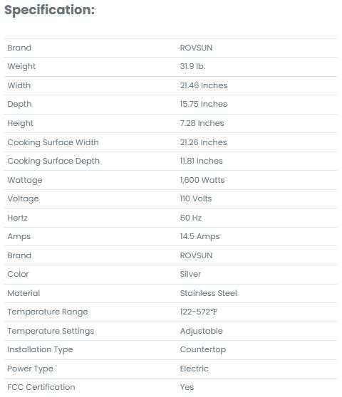[TOP RATED - FLASH SALE] ROVSUN 22" 1600W 110V Commercial Electric Griddle Countertop