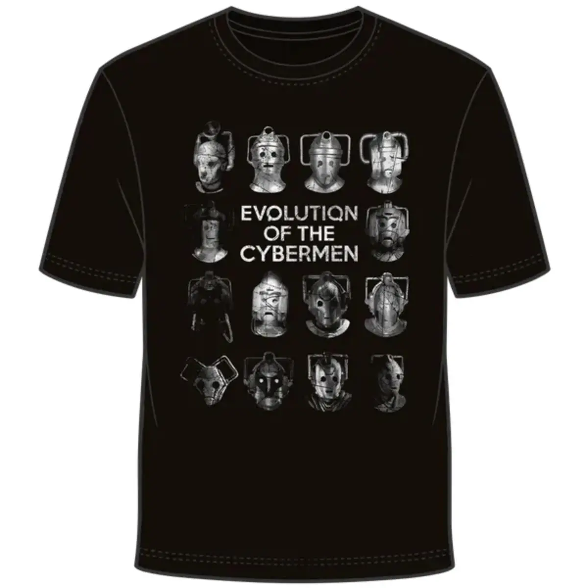 Menswear Unisex Round Neck Short Sleeve Top - 100% Soft Breathable Cotton T-Shirt with Evolution of The Cybermen Graphic Print, Fashion Casual Crewneck