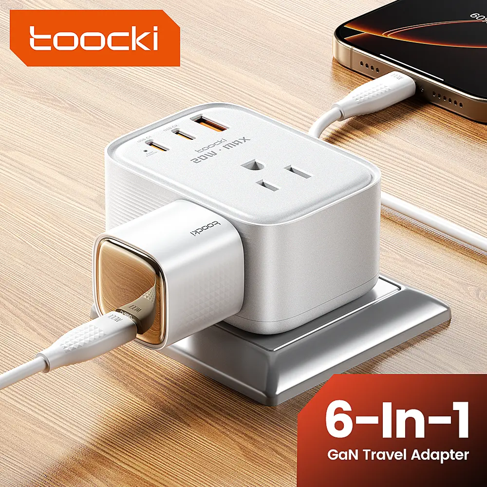 USA to Europe International Plug Adapter, Travel Adapter, 20W GaN Max with 2 AC, 2 USB-C & 1 USB-A Port, Ideal for iPhone 15, iPad Air & More, Compact for Travel, Cruise