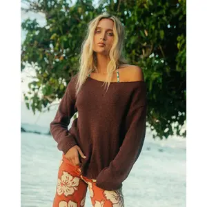 BILLABONG Women's Ellipse Sweater, Relaxed Fit Boatneck Long Sleeve Sweater, 100% Cotton