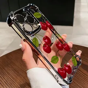Fashion Cherry Pattern Phone Case, Suitable for iPhone 17 Air/16 Plus/15 Pro Max/14 Pro/13/12/11/XS Max/X Phone Case/As a Birthday/Holiday Gift for Family and Friends/Quad Drop Protection/SJQNDD35
