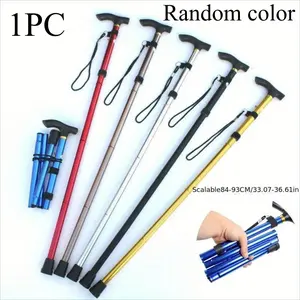1 hiking pole trail, ultra light, 4-section adjustable cane, aluminum alloy folding stick