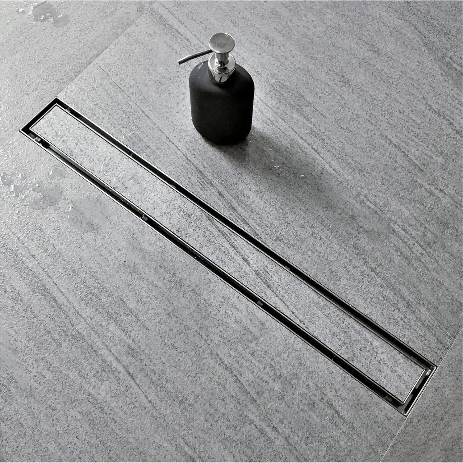 Linear Shower Drain 60-Inch with Tile Insert Grate, Brushed 304 Stainless Steel, Linear Drain with Leveling, Hair Strainer