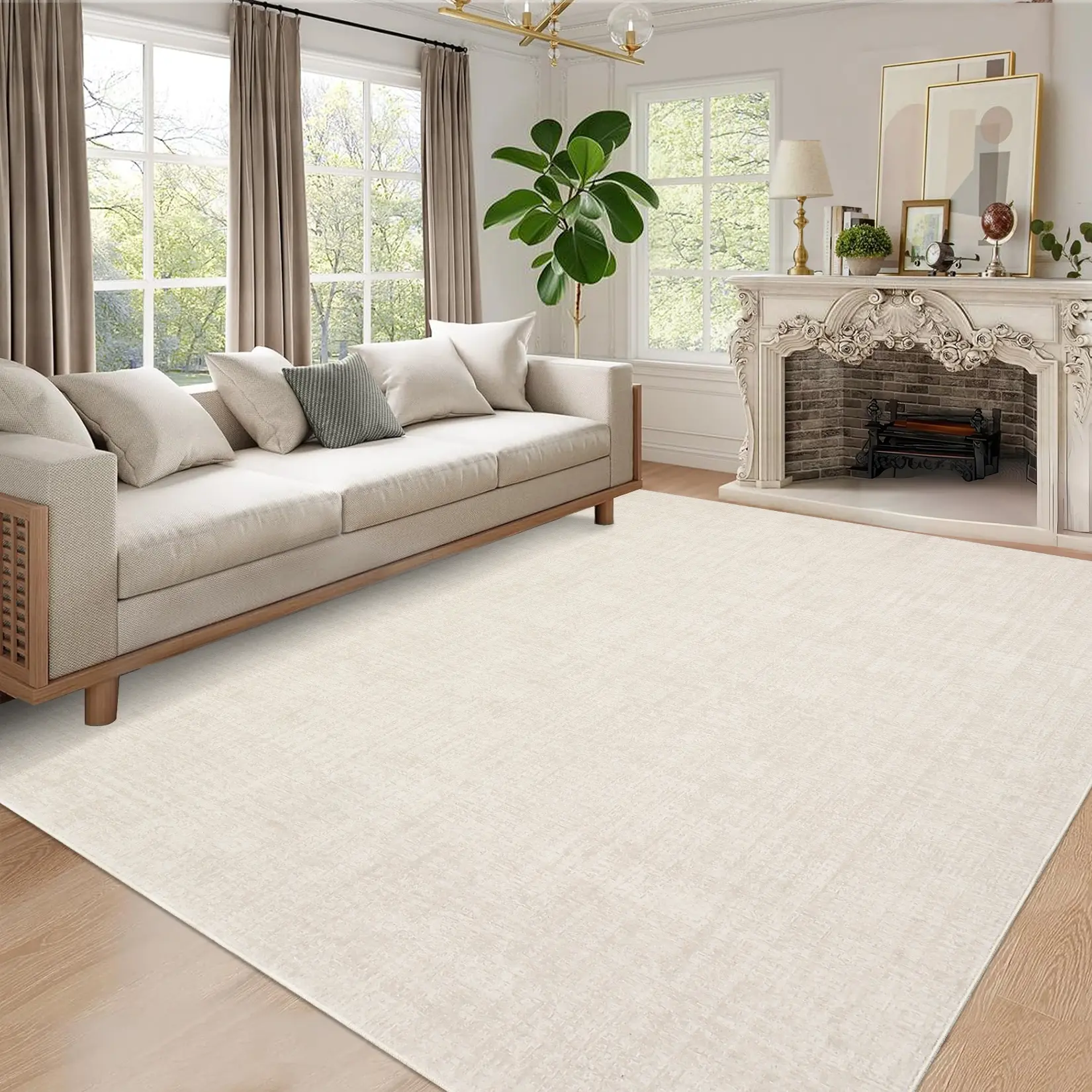 Modern Solid Color Textured Carpet Low Pile Washable Area Rug with Non-slip Backing for Bedroom Living Room Home Decor Office Laundry Room Corridor