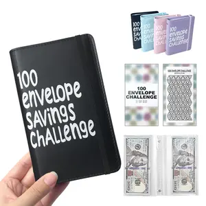 100 Envelope Challenge Binder，Envelopes Money Saving Challenge，Savings Money Challenge Book for Cash Saving Easy,Savings Challenges Budget Book Binder with Cash Envelopes for Office,Home,School