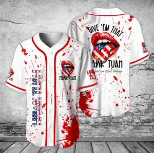 USA Hawk Tuah Trendy Baseball Jersey, 4th Of July Baseball Jersey, USA Summer Jersey For Men And Women, Hot Baseball Beer Jersey, Button Down Shirt, Party Beer Outfit, Summer Clothing
