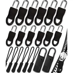 Universal Zipper Pull Replacement 20 Pcs Black Zipper Pull Handles 3 Styles 4 Sizes for Jackets Luggage Backpacks Purses Boots Pants Tents